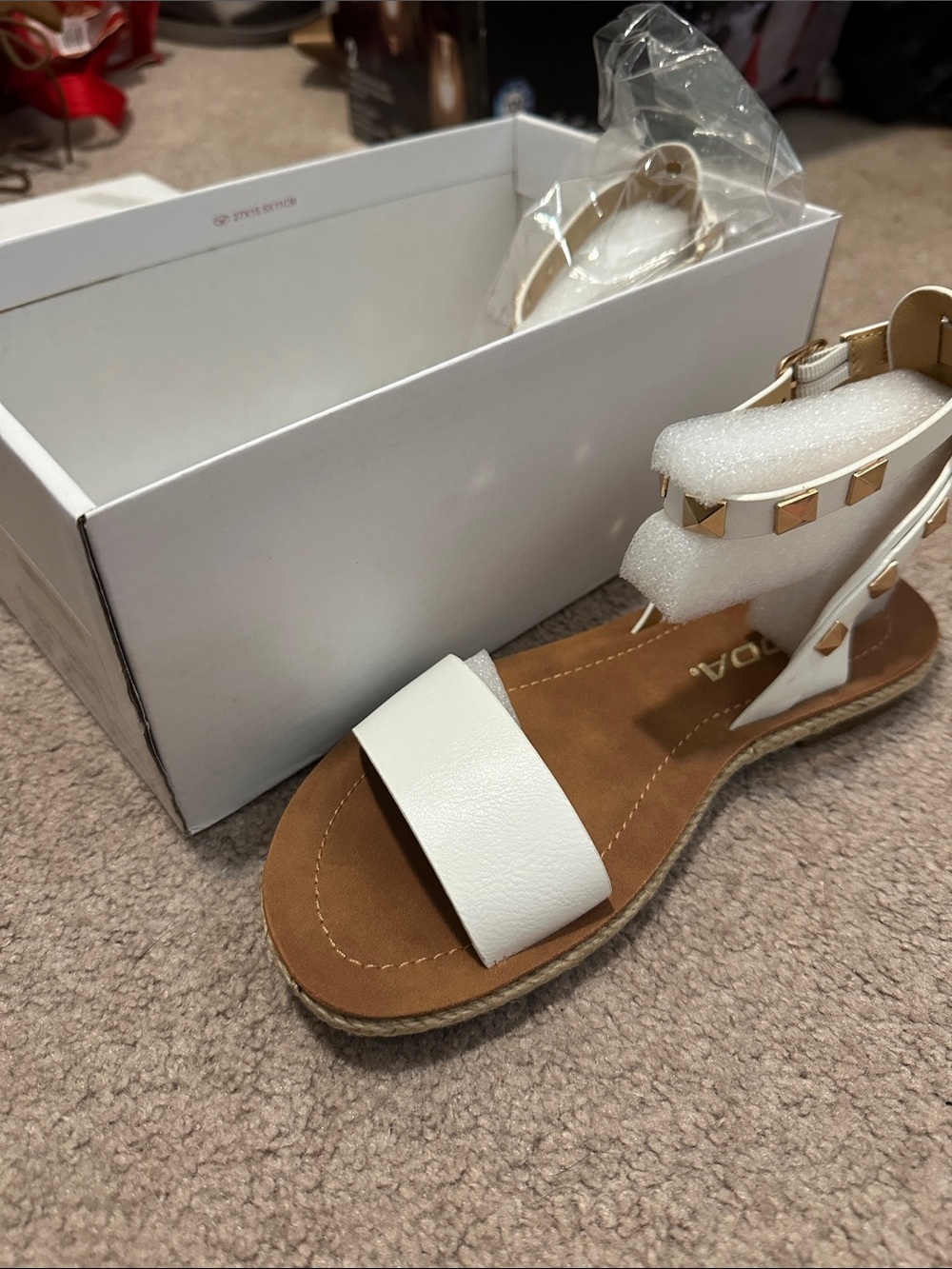 Soda White Studded Ankle-Strap Sandals